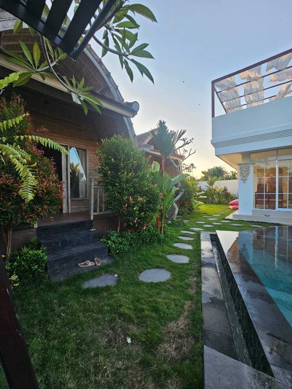 rooftop with wooden villa 